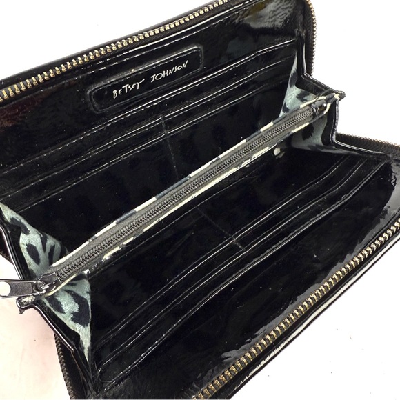 Betsey Johnson Pink Glitter Wallet Patent Leather Clutch Organizer Womens Rare - Picture 4 of 7